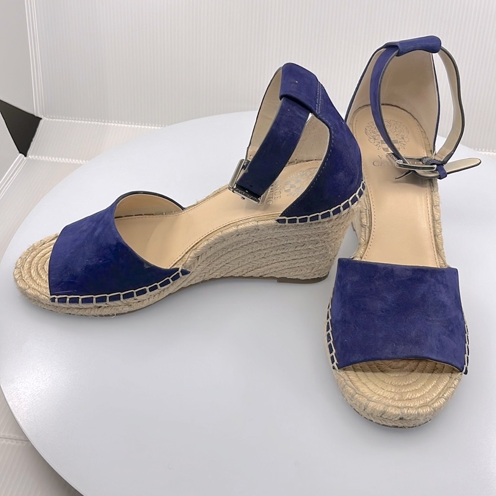Vince Camuto Leera Espadrille Wedge Sandals, Moody Blues - Worn Once